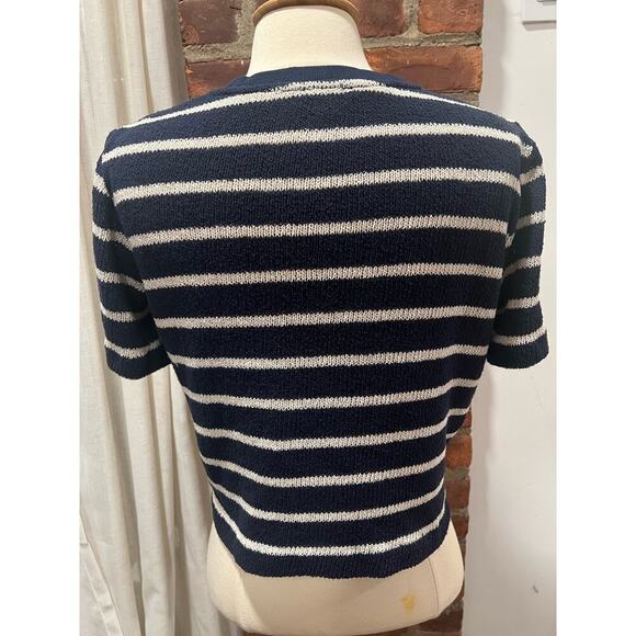 Massimo Dutti Stripped Knit Short Sleeve Sweater XS - Picture 4 of 6